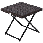 TAVOLINO DA GIARDINO PIEGHEVOLE IN RATTAN SINTETICO E ACCIAIO MARRONE