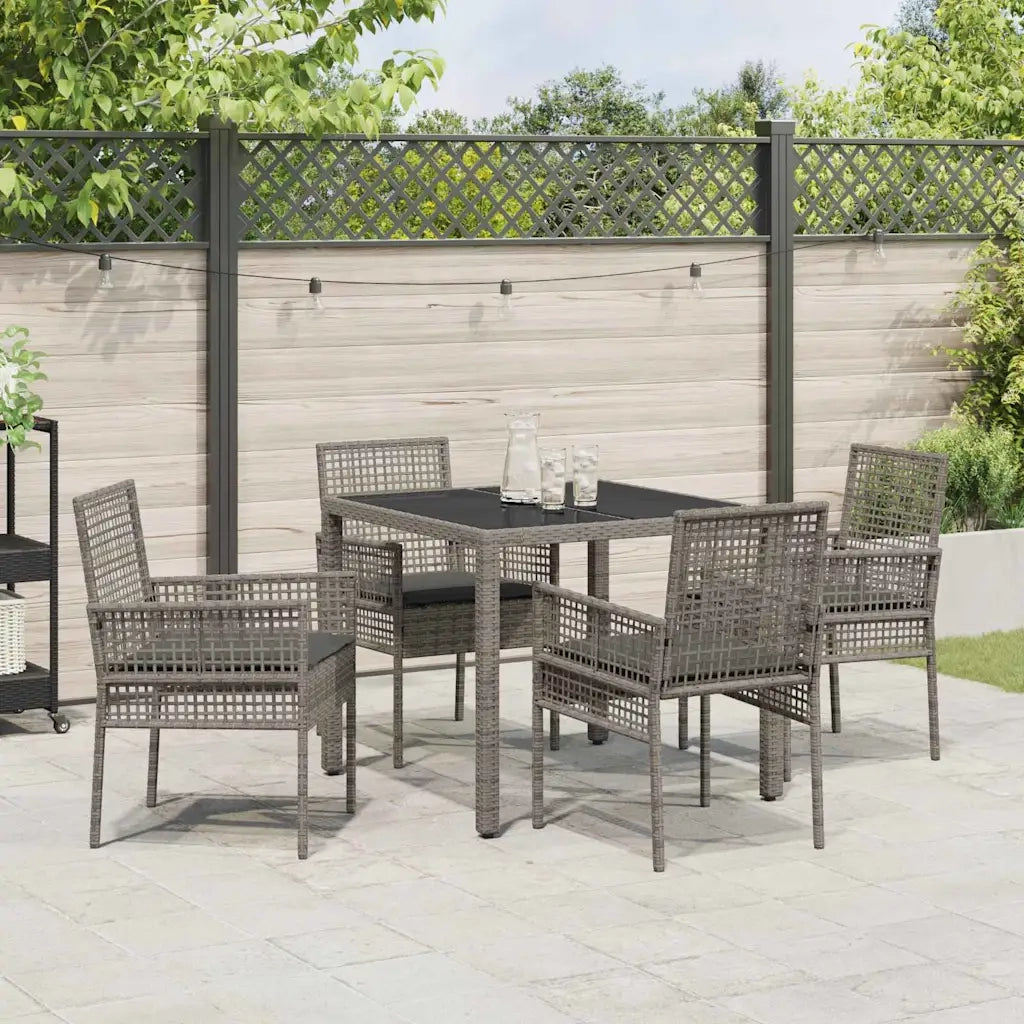 Set da Pranzo per Giardino 5 pcs Grigio polyrattan 3334872