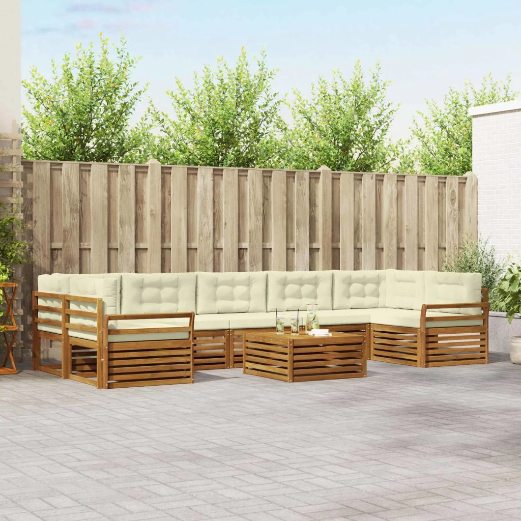 Set di divani da esterno con cuscino 8 pcs Naturale e Crema 3373180