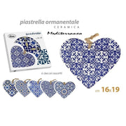 Trade Shop - Quadro Quadretto Cuore Decorativo 16x19cm Ceramica Meditteraneo 6 Decori 730726 -