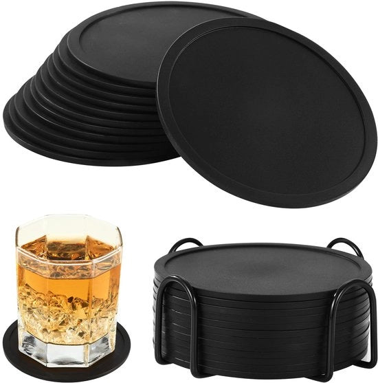 Set di 12 sottopiani in silicone, sottopiani per bicchieri, sottopiani per bevande, sottopiani antiscivolo, con alloggiamento per tutti i tipi di bicchieri in ristoranti, bar, appartamenti, ecc.