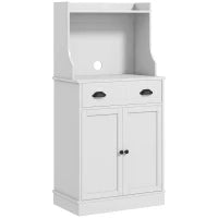 Mobile Armadio Microonde per Cucina con Spazio Aperto, 1 Cassetto e Armadio a 2 Porte, 61 x 35 x 125,4 cm, Bianco