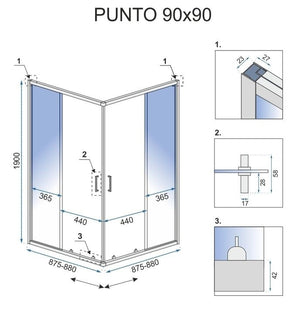 Cabina Doccia Rea Punto 90x90 con piatto doccia Savoy
