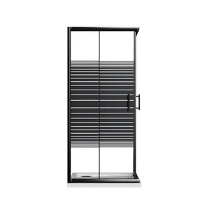 Box Doccia Angolare 2 Ante Scorrevoli 70x90 cm in Cristallo 6 mm H190 cm Profilo Nero