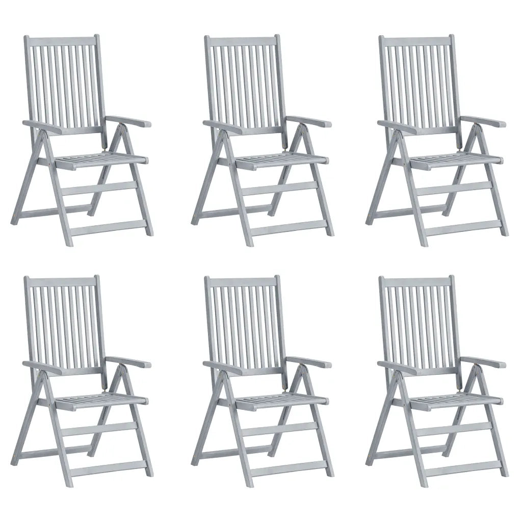 Sedie da Giardino Reclinabili 6 pz con Cuscini Massello Acacia cod mxl 6427