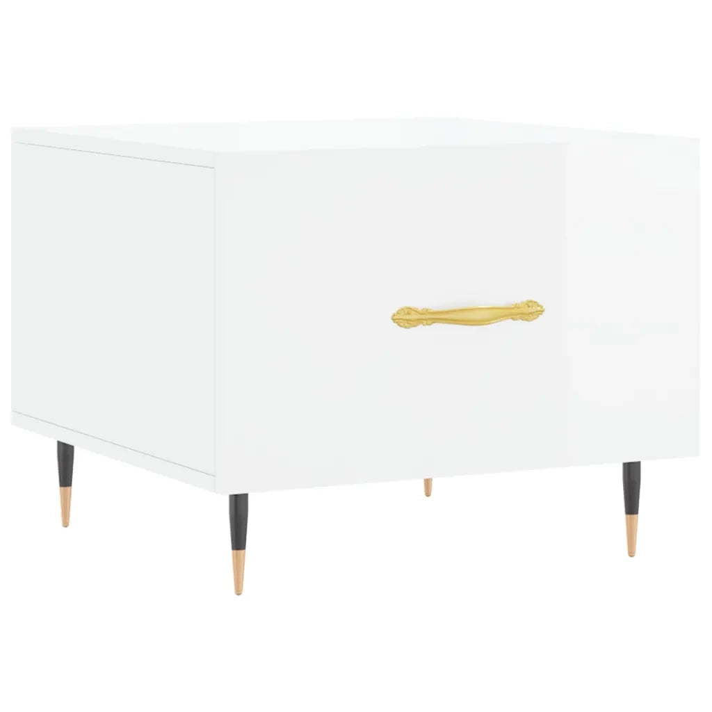 Tavolini Salotto 2pz Bianco Lucido 50x50x40cm Legno Multistrato