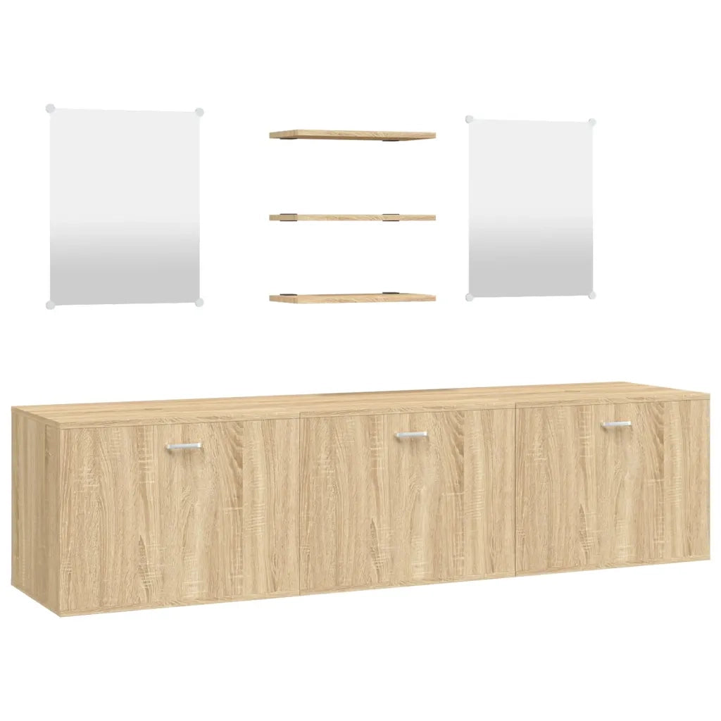 Set Mobili da Bagno 6 pz Rovere in Legno Multistratocod mxl 108274