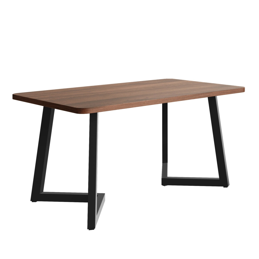 Tavolo da pranzo 117x68x75 cm in MDF con gambe in metallo; nero e noce