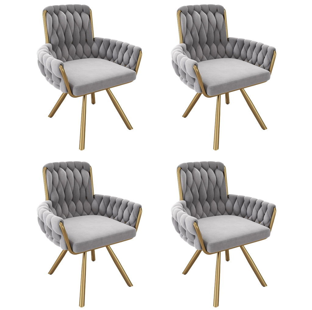 Set di 4 sedie da pranzo girevoli in velluto grigio