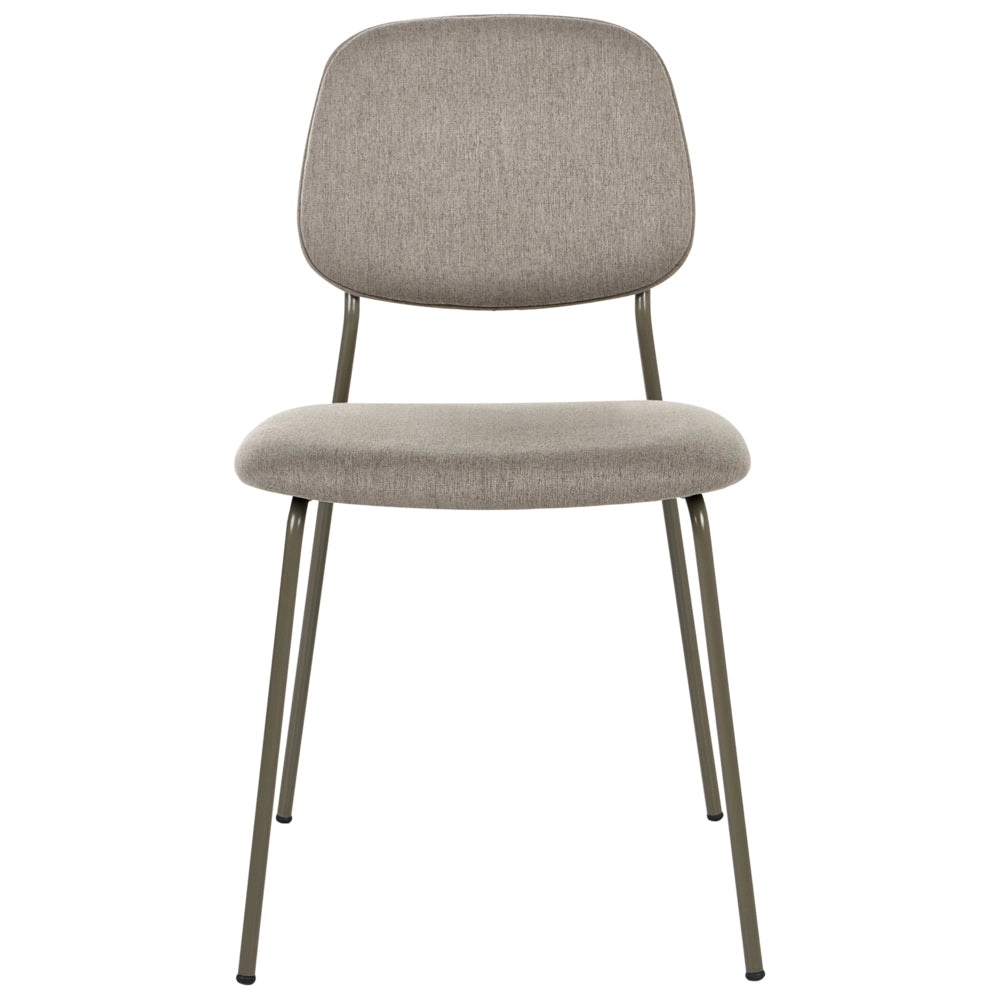Set di 4 sedie da pranzo tortora con gambe in ferro e rivestimento in poliestere nero senza braccioli design moderno e minimalista