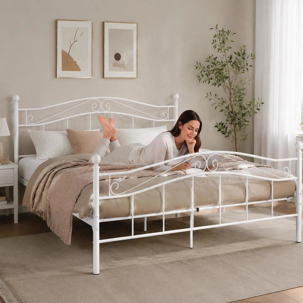 White Metal Bed 180x200 Cm