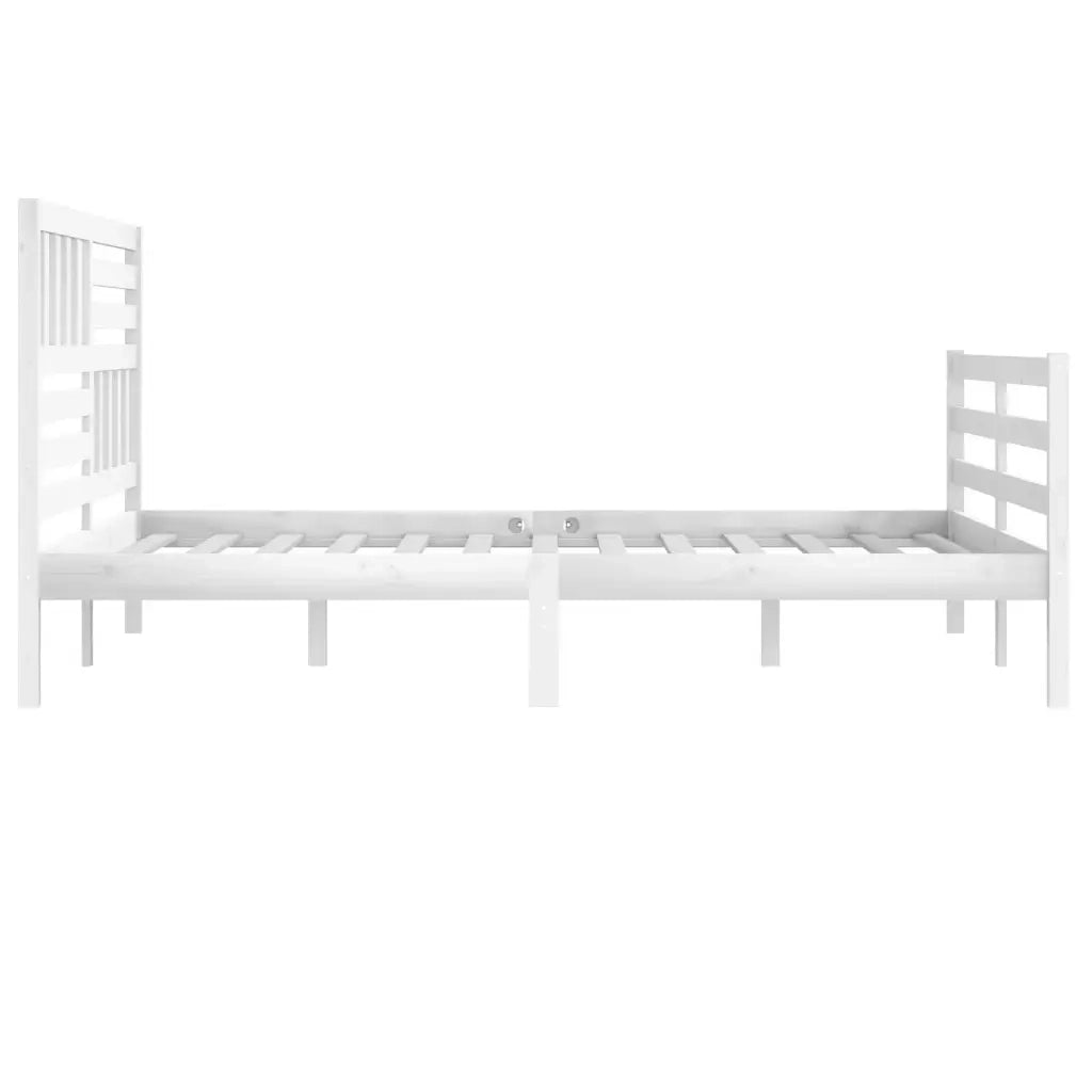 Letto matrimoniale | Letto per adulti | Giroletto Bianco in Legno Massello 200x200 cm