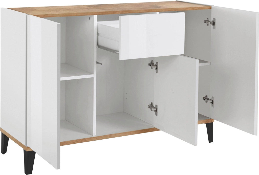 Credenza 3 Ante + 1 cassetto 120x40x82 cm Sunrise Acero Pereira e Ardesia