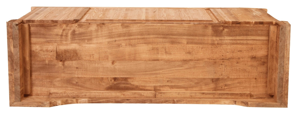 Biscottini Mobile porta Tv Country in legno massello di tiglio finitura naturale L129xPR40xH60 cm. Made in Italy