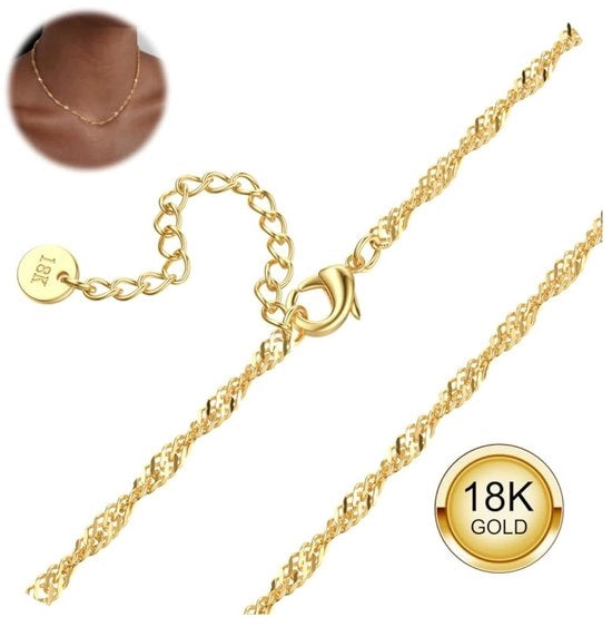 Collana per collo dorata - Materiale acciaio inossidabile - Regolabile - Lunghezza 41/46 cm - Ipoadergetico - Duraturo e elegante - Accessorio da gioiello
