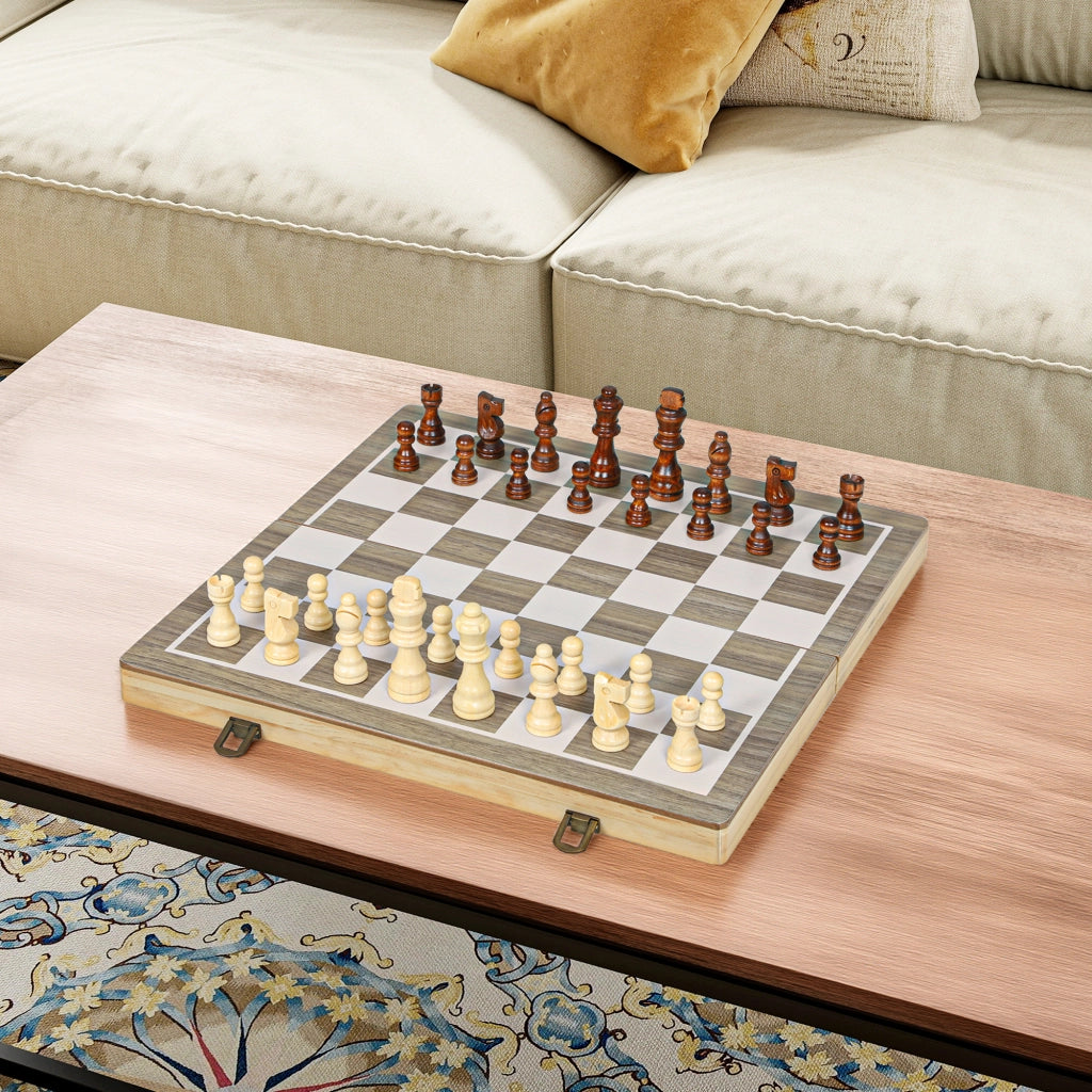 Tavolo da gioco scacchi e dama 2 in 1 ¨C zephmum ¨C legno noce pieghevole