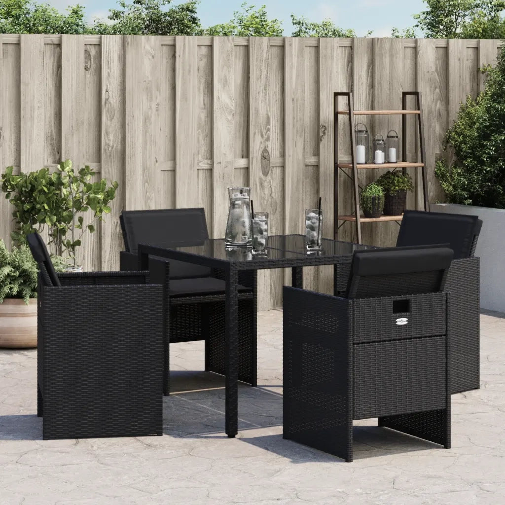 Sedie da Giardino con Cuscini 4 pz Nere in Polyrattan 4007436