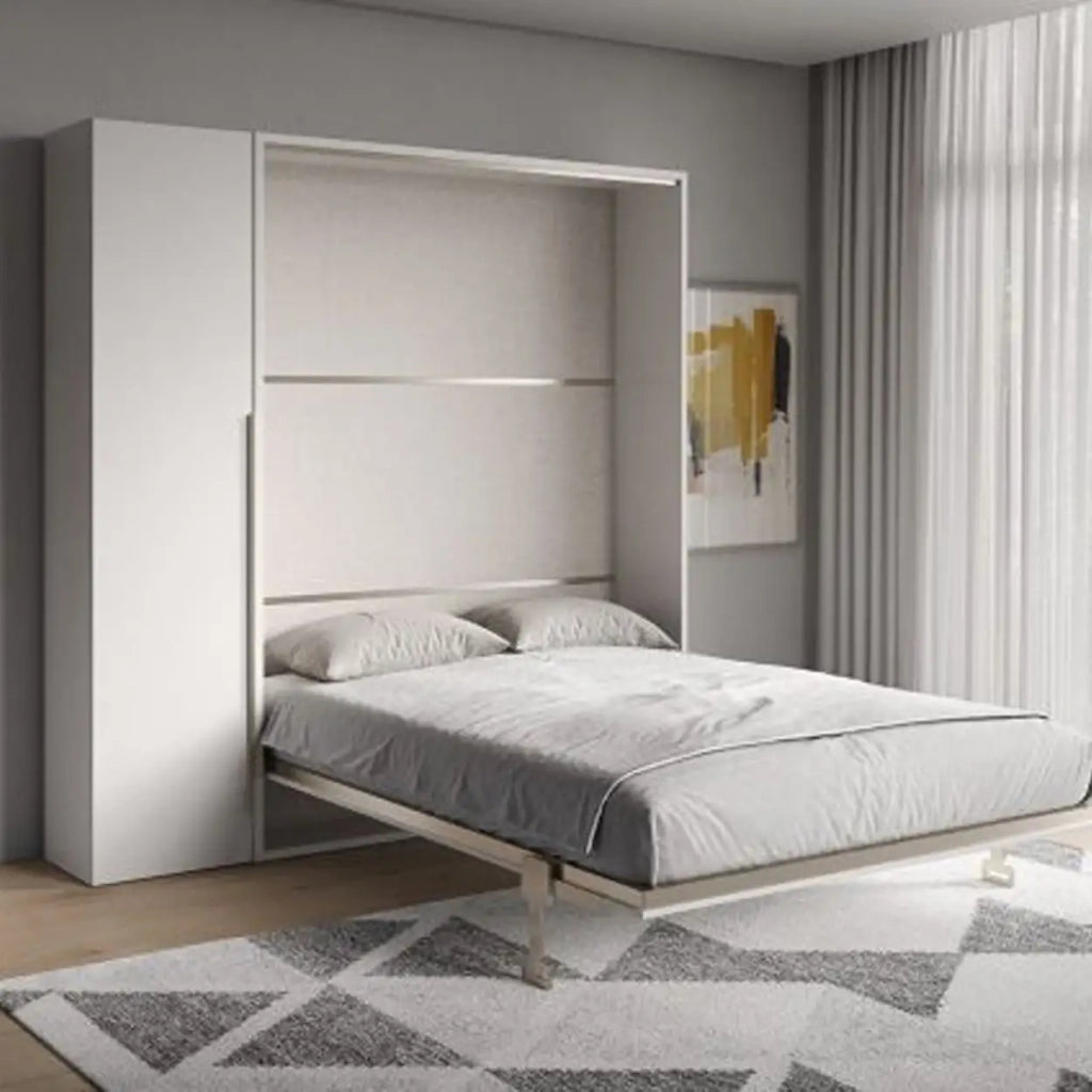 Letto matrimoniale francese a scomparsa 140 Versia con armadio 1 anta sx bianco