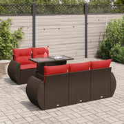 Set Divano Giardino 6 pz con Cuscini Marrone Polyrattan Acacia 3326575