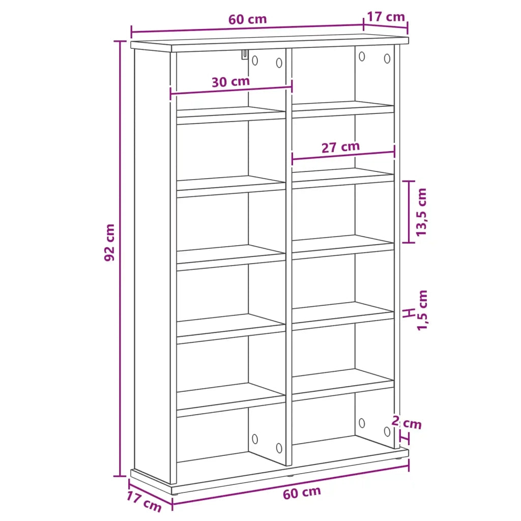 Mobile per CD Bianco 60 x 17 x 92 cm Legno ingegnerizzato 8012730