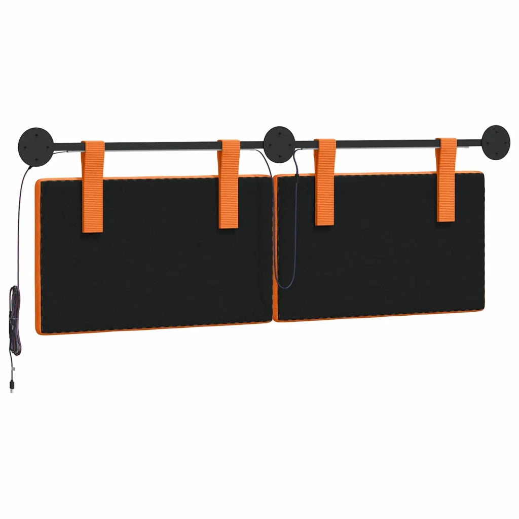 Testiera sospesa Con luce LED Arancione Tessuto in Cords