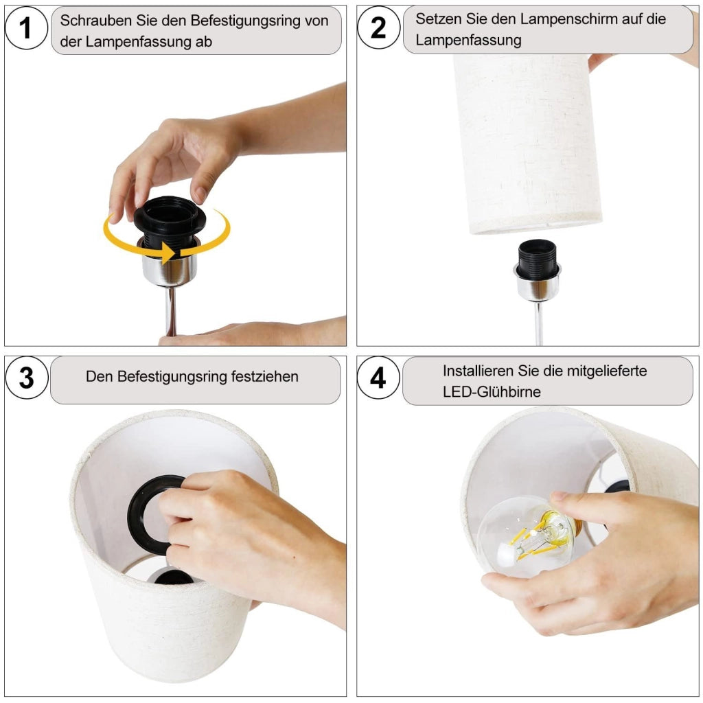 ZMH Lampada da tavolo touch dimmerabile USB ricarica paralume tessuto per comodino ufficio