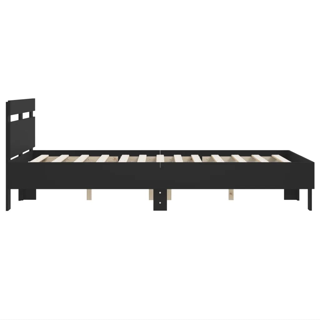 Letto matrimoniale | Letto per adulti | Giroletto con Testiera Nero 120x190 cm in Legno Multistrato