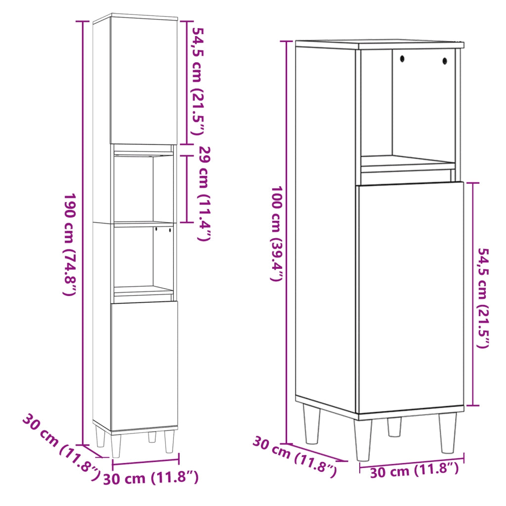 Set Mobili da Bagno 3 pz Rovere Sonoma in Legno Multistrato