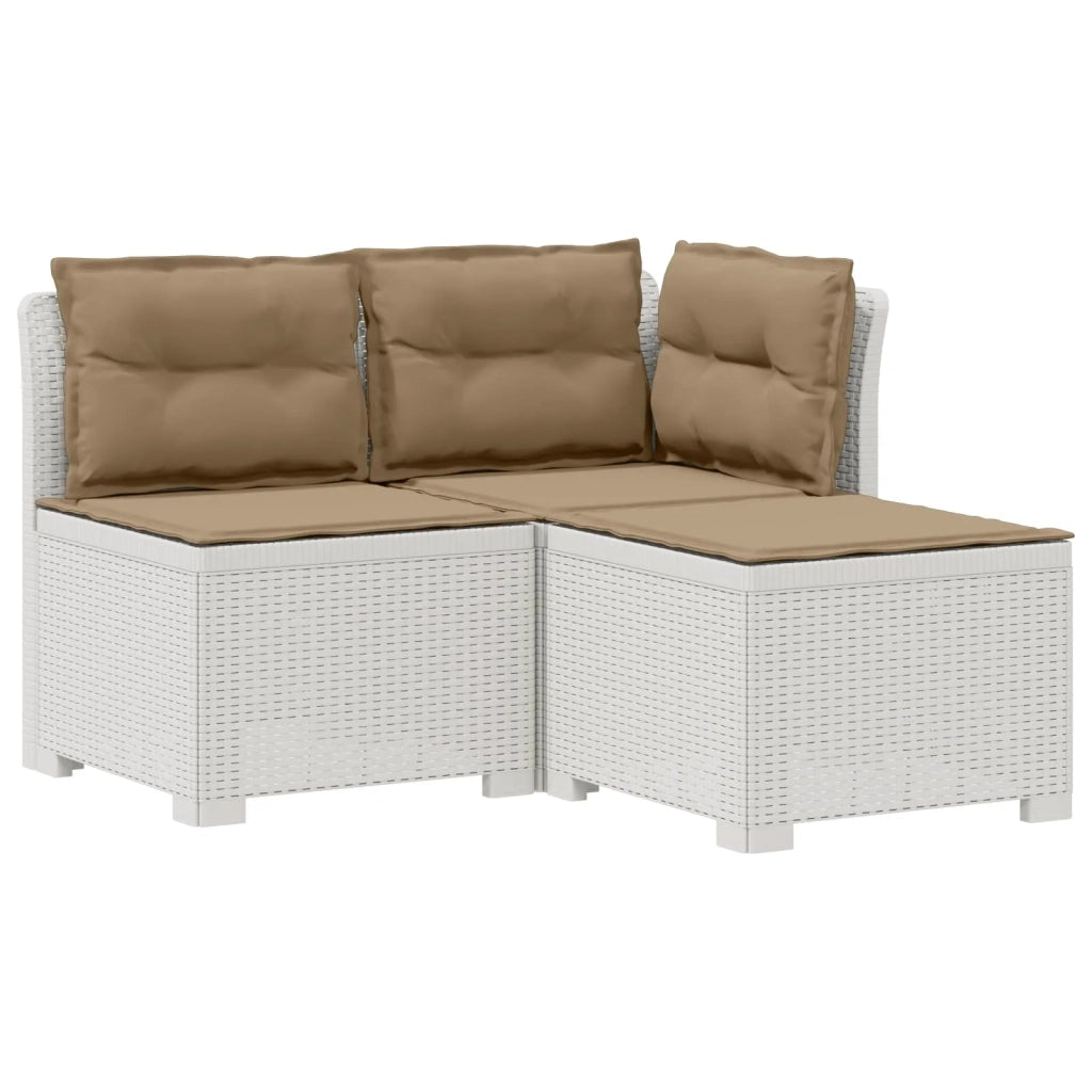 Divano da esterno-Divano da Giardino 3 posti con cuscini in look rattan PP Bianco 554582