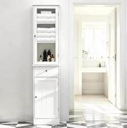 Colonna bagno salvaspazio in MDF bianco con anta acrilica