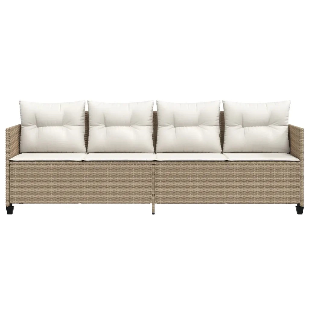 Lettino Prendisole con Cuscini BeigeÂ in Polyrattan