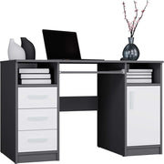 Scrivania delta antracite / bianco 120 cm 3 cassetti mobile con ripiani per ufficio camera e laptop