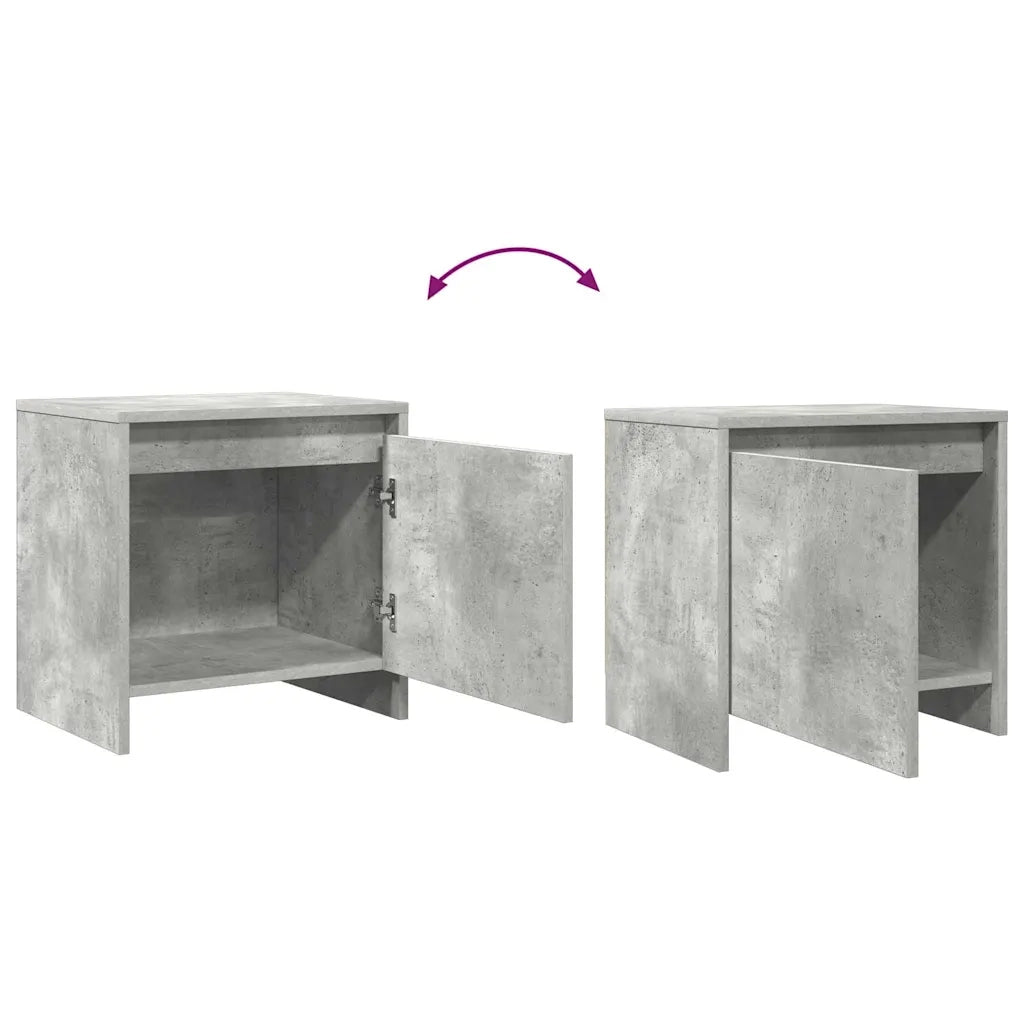 Comodini 2 pz Grigio Cemento 45x34x44,5 cm in Truciolato cod mxl 30414
