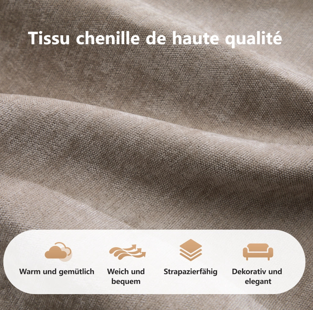 Divano modulare senza struttura in ciniglia taupe con schiuma 32D