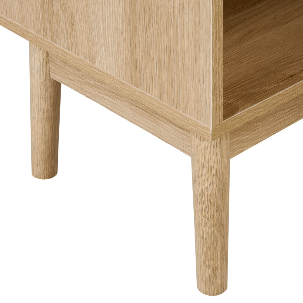 Comodino Legno chiaro MDF Gambe in legno di pino 1 cassetto portaoggetti 1 ripiano Design moderno scandinavo Camera da letto