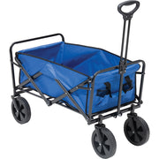 Carrello Blu in Tessuto Oxford con Telaio Acciaio e Ruote Carrellino Pieghevole