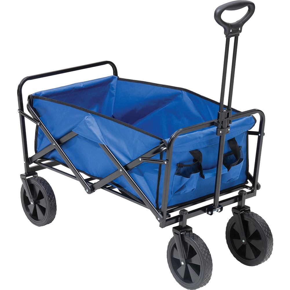 Carrello Blu in Tessuto Oxford con Telaio Acciaio e Ruote Carrellino Pieghevole