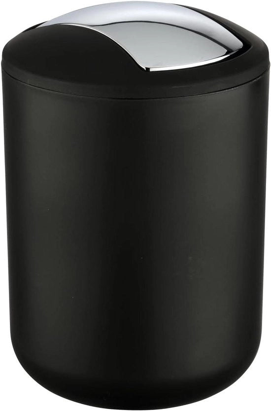 Bacchetta per bagno con coperchio - Capacità 2 litri - Dimensioni Ø 14 x 21 cm - Materiale in plastica BPA-free - Colore nero