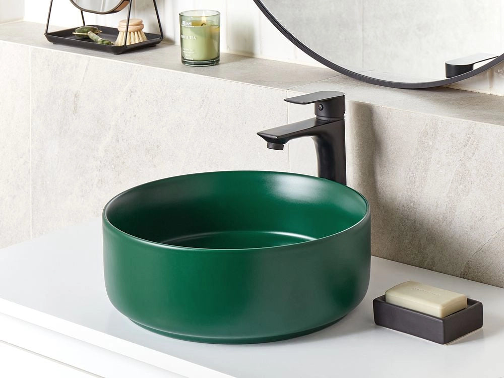 Lavandino da appoggio Verde Ceramica 370 mm Lucido Lavandino da bagno rotondo