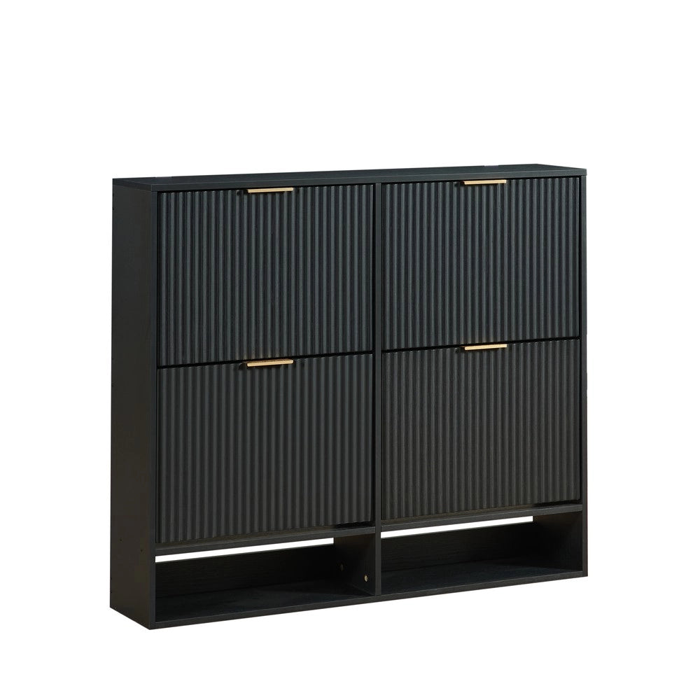Scarpiera Slim con Ripiani ¨C MINIMAL ¨C Nero, 120x24 cm, Ingresso