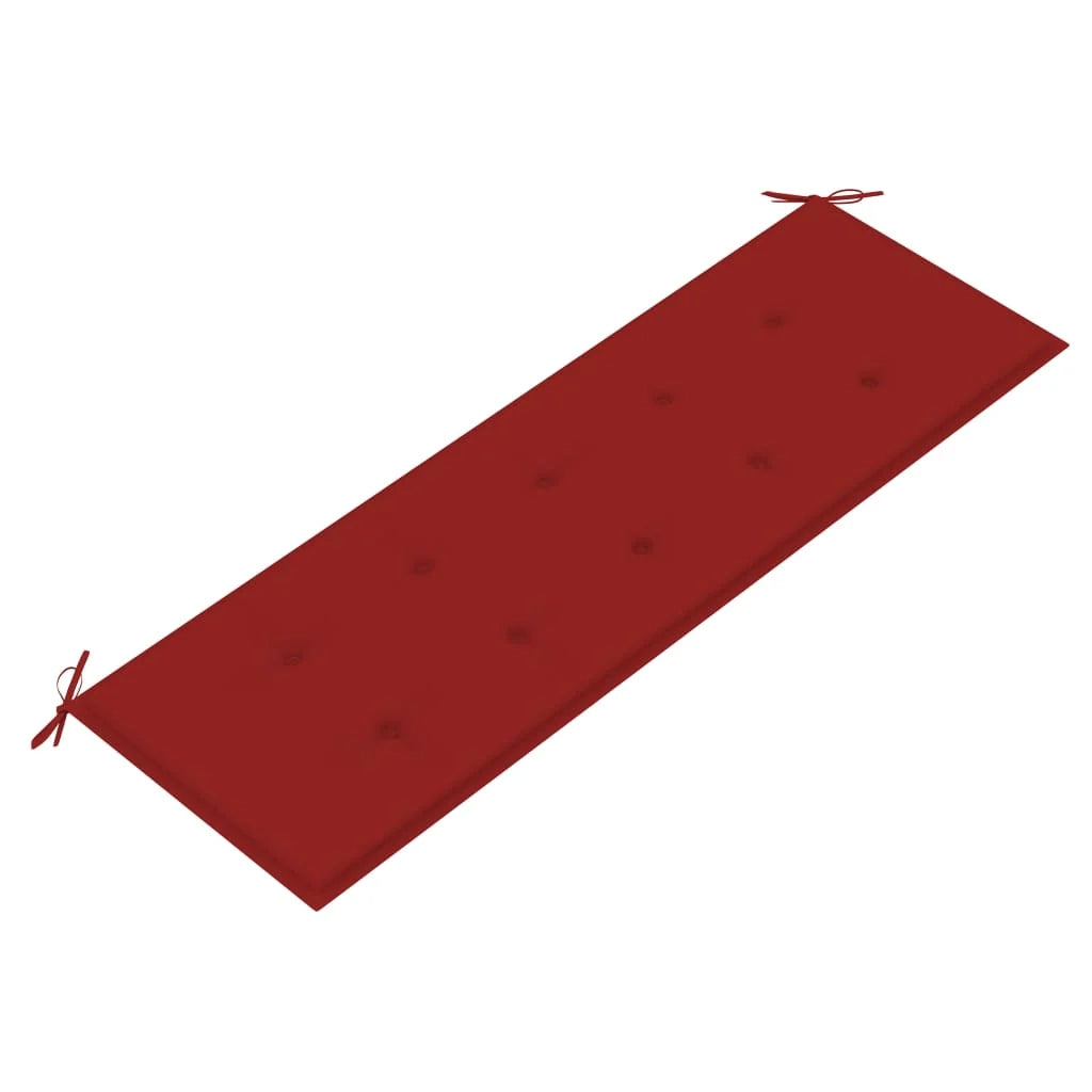 Panca da giardino mobili da esterno per patio terrazza con cuscino rosso 150 cm legno massello di teak 02_0011088