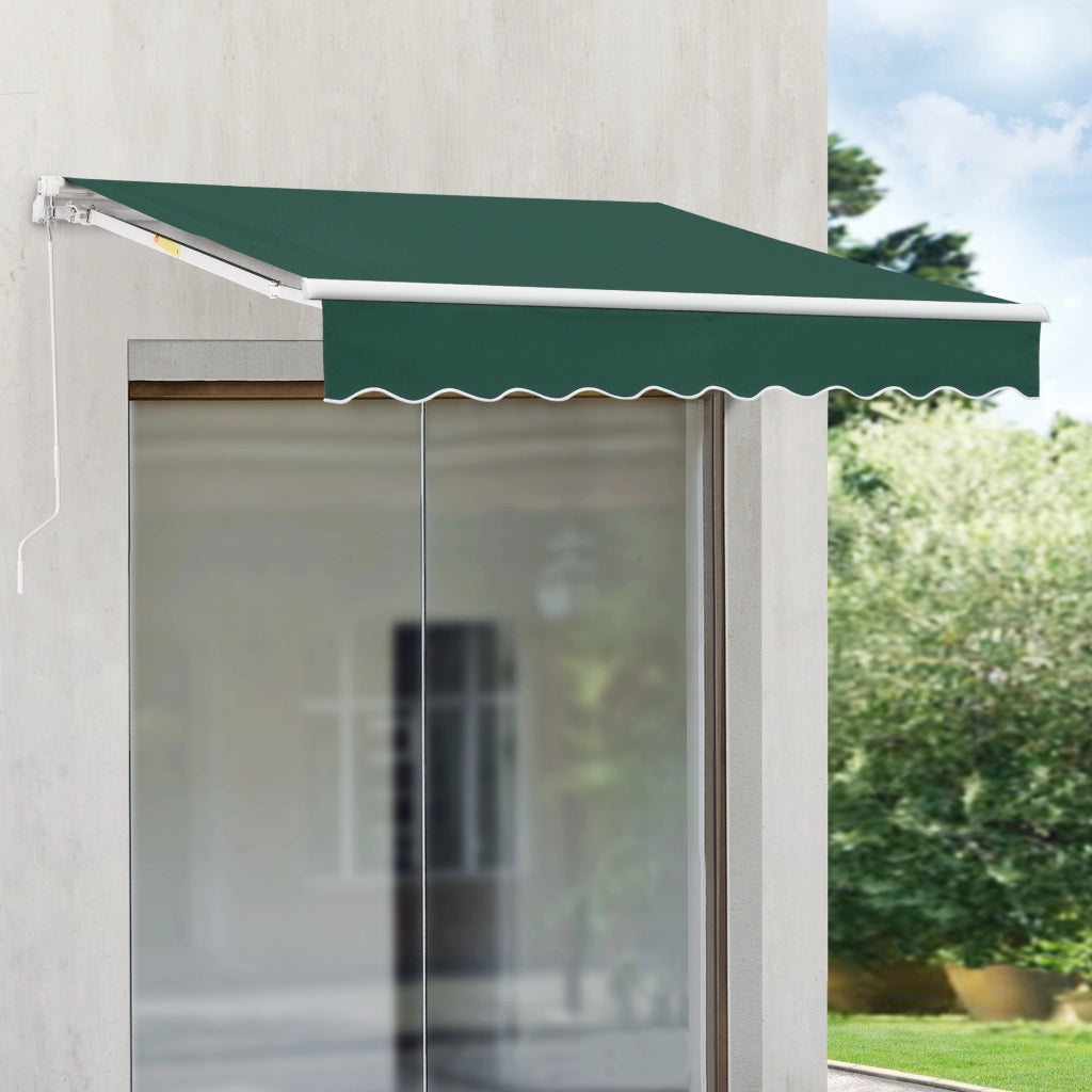 Tenda da Sole a Muro Bitonto con Bracci Estensibili e Manovella 350 x 250 cm (LxP) Verde Scuro [en.casa]