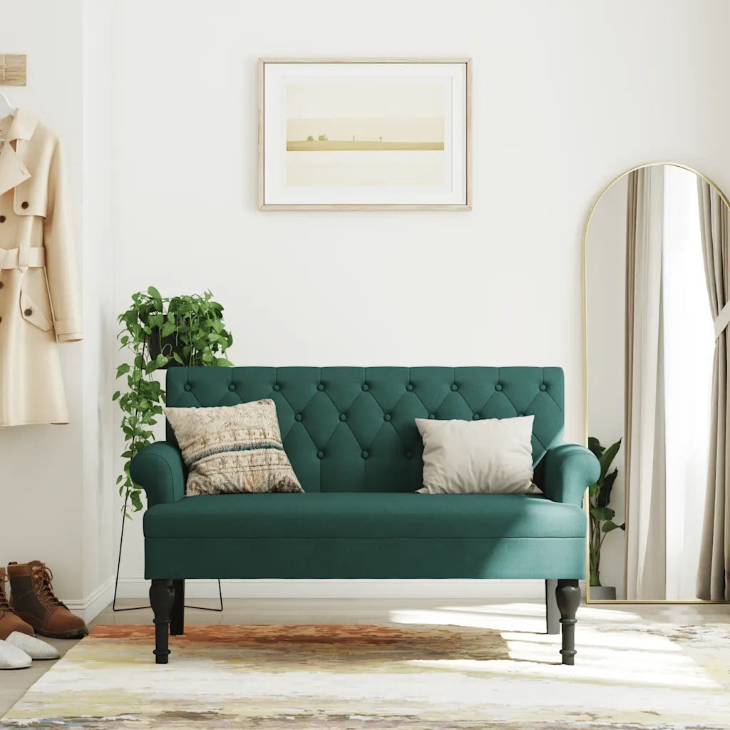 Panca con Schienale Verde Scuro 120x62x75,5 cm in Tessuto CFW3946206