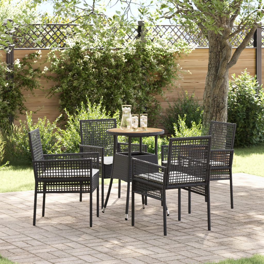 Set da pranzo da giardino 5 pezzi in Polyrattan Nero