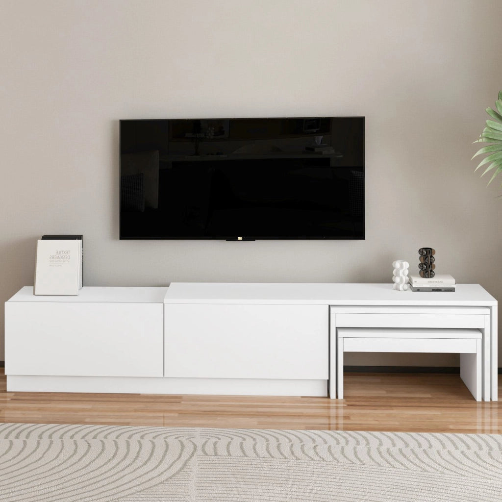 Porta TV in legno "Nest" - 180 x 30 x 36 cm - Bianco