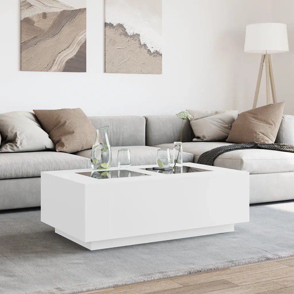 Tavolino da Salotto con LED Infinity Bianco 116x69x40 cm 3284056
