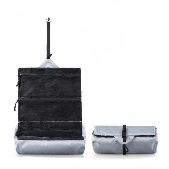 Tas per bagno pieghevole per uomo e donna, raschietto per articoli igienici, accessori, trucco e articoli da viaggio, resistente all'acqua. Leggero, sostenibile e portatile (color argento).