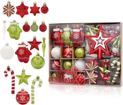 Set di 70 palline di Natale indeformabili in verde e rosso per la decorazione dell'albero di Natale.