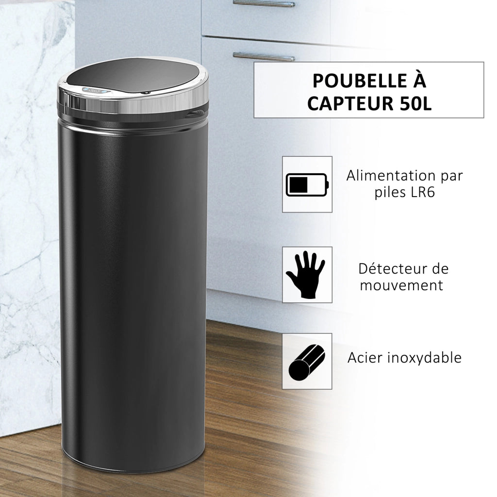 Cestino a sensore movimento apertura automatica 50 litri ¨C Minimal ¨C acciaio inox nero