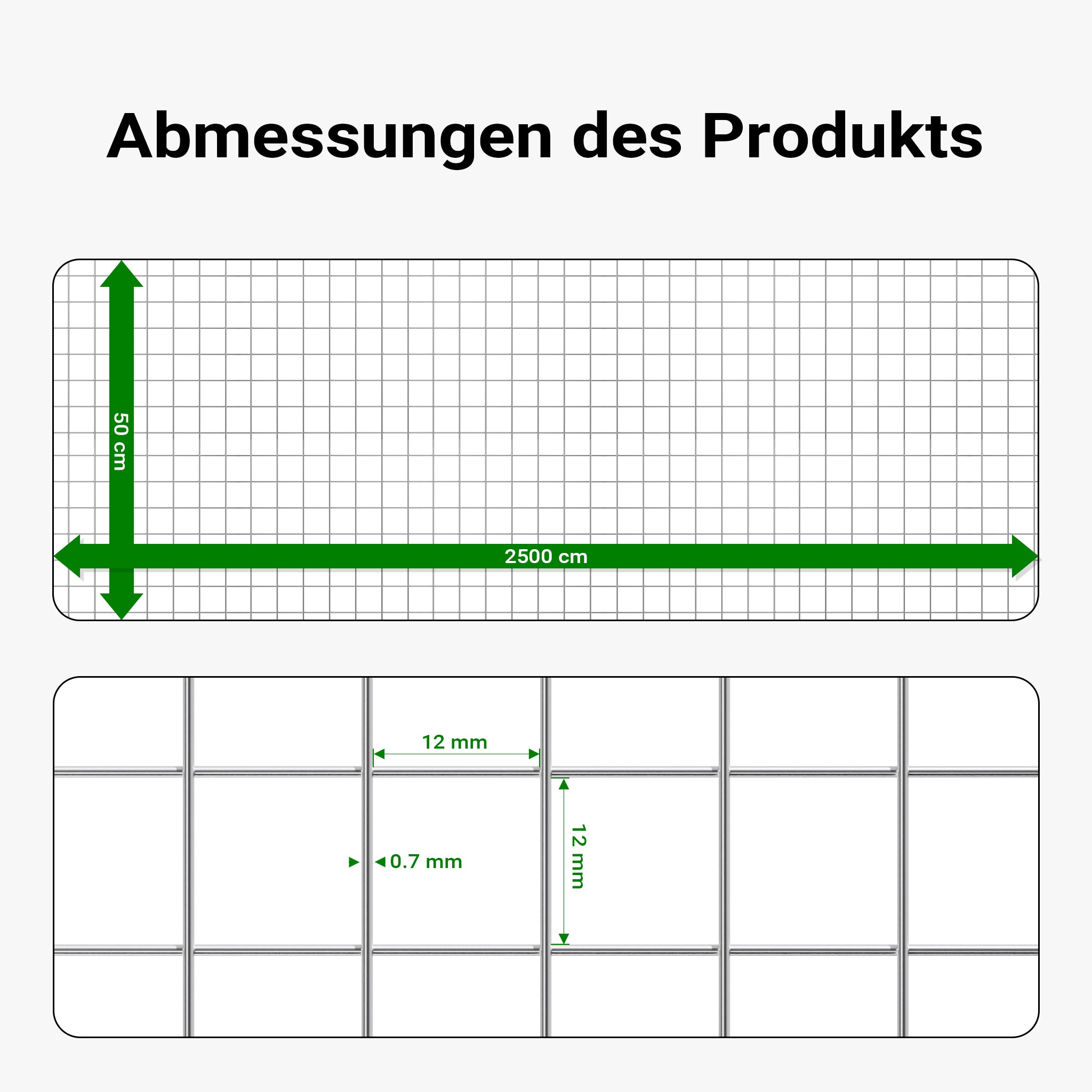 Rete da voliera 4 angoli Maglie 12x12mm Rotolo da 25m alto 50cm In acciaio zincato